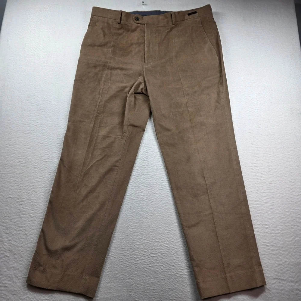 Jos. A. Bank Reserve Corduroy Pants Men 38x30‎ Tan Tailored Fit Stretch Trousers